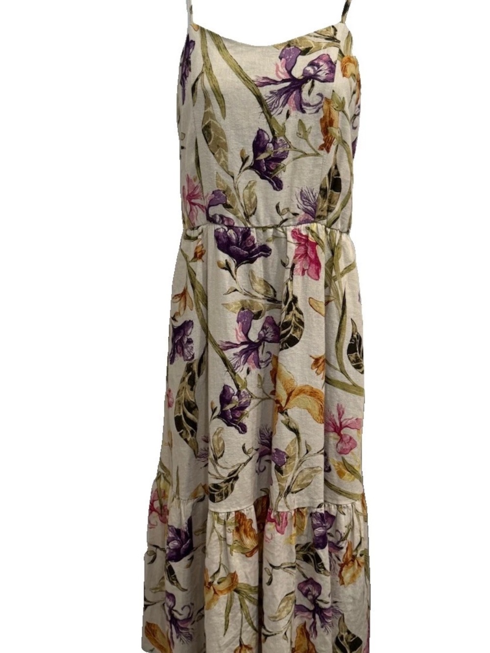 Joie Cream Floral Spaghetti-Strap Midi Dress - Picture 2 of 8
